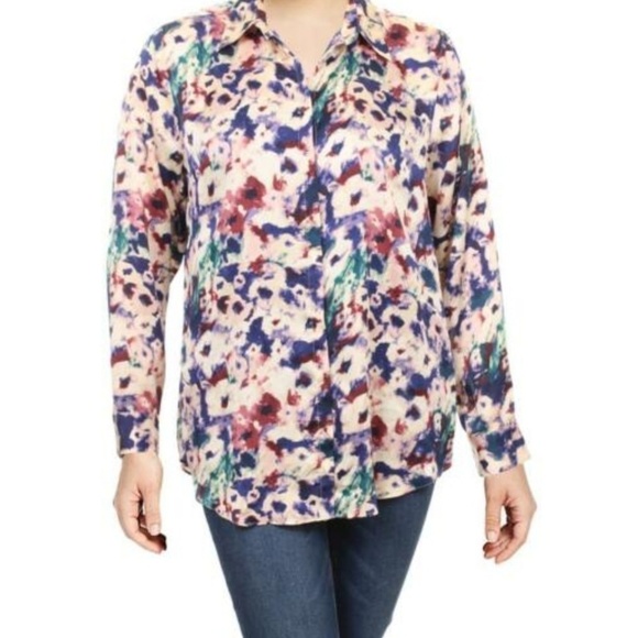 Lauren Ralph Lauren Relaxed Floral Button-Down Top - Picture 4 of 5